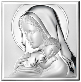 Srebrny obrazek Kwadrat Matka Boża z Dzieciątkiem Jezus